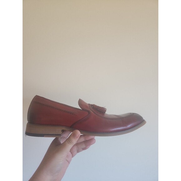Stacy Adams "Donovan" Moc Toe Drop Tassel Loafers in "Cranberry" Red Size 10.5 - Picture 9 of 9